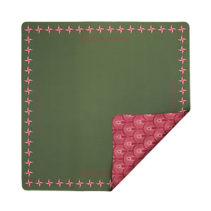 Deco Olive & Red Double-Sided Mahjong Mat