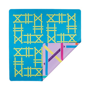 Electric Blue Trellis Double-Sided Mahjong Mat