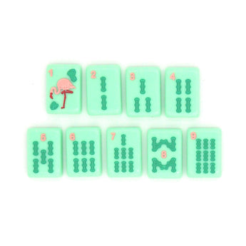 Green Bams Mahjong tiles from island collection. Tile size: 1" x 1 7/16" x 7/16".