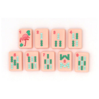 Pink Bams Mahjong tiles from island collection. Tile size: 1" x 1 7/16" x 7/16".
