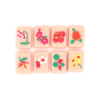 Pink Flowers Mahjong tiles from island collection. Tile size: 1" x 1 7/16" x 7/16".