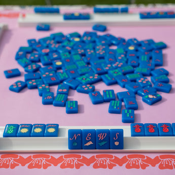 Royal blue Mahjong tiles from island collection. Tile size: 1" x 1 7/16" x 7/16".
