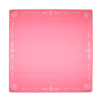 Pink Mahjong mat with light pink seashell and ocean-inspired border