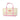 Pink canvas Mahjong carry-all tote bag with logo, perfect for storing tiles, racks, mats, and game accessories