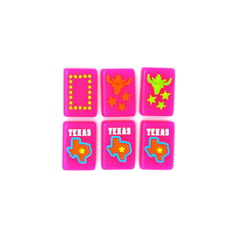 Hot pink Texas-themed Mahjong tiles featuring dragons and jokers