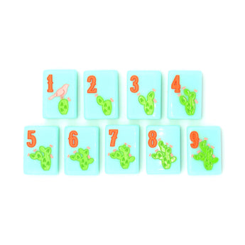 Turquoise Texas-themed Mahjong tiles featuring bams