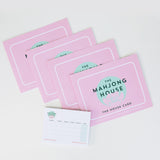 The Mahjong House branded pink card set with matching score pad for Mahjong players