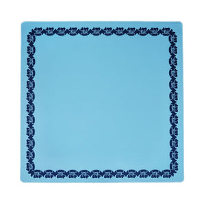 Blue Flower Border Mahjong Mat