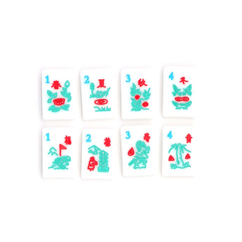Classic white Mahjong tile set featuring flowers