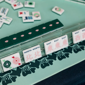Green Flower Border Mahjong Mat