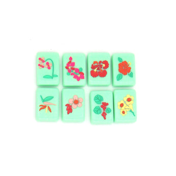 Flowers Mahjong tiles from island collection. Tile size: 1" x 1 7/16" x 7/16". 