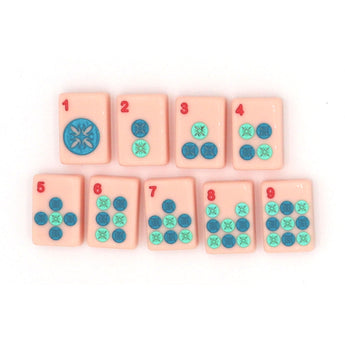 Pink Dots Mahjong tiles from island collection. Tile size: 1" x 1 7/16" x 7/16". 