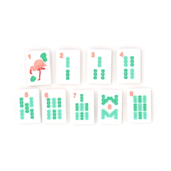 White Bam Mahjong tiles from island collection, Tile size: 1" x 1 7/16" x 7/16"