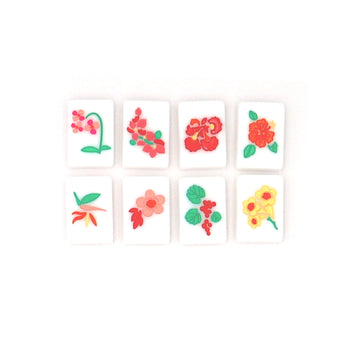 Flowers Mahjong tiles from island collection. Tile size: 1" x 1 7/16" x 7/16". 