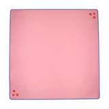 Pink Mahjong mat with red stars in two corners and royal blue trim