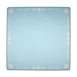 Blue Mahjong mat with light pink seashell and ocean-inspired border