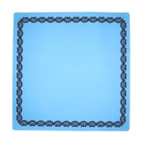 Blue Mahjong mat with a floral border design