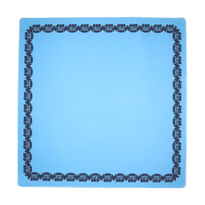 Blue Mahjong mat with a floral border design