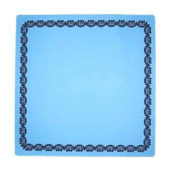 Blue Mahjong mat with a floral border design