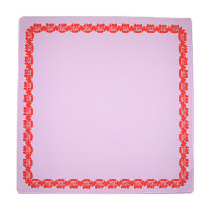 Purple and red Mahjong mat with a floral border design