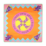 Colorful TCU Mahjong mat with cowboy boots, gators, and “Go Frogs” pennants in bold purple, pink, orange, and blue