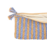 Large purple and tan striped raffia Mahjong bag