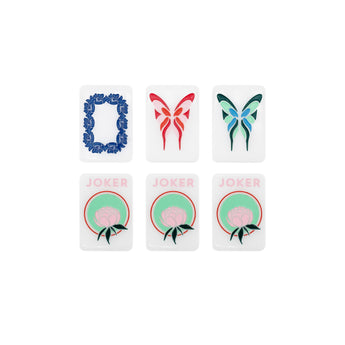 Acrylic Mahjong set with Dragons and Jokers tiles. A collectible favorite from the House Collection. Tile size: 1" x 1 7/16" x 7/16".