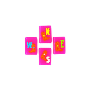 Hot pink Texas-themed Mahjong tiles featuring winds