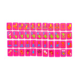 Hot pink Texas-themed Mahjong tiles featuring Western-inspired designs like cowboy boots, wildflowers, and BBQ motifs for playful and bold game night vibes