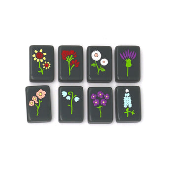 Olive Texas-themed Mahjong tiles featuring flowers