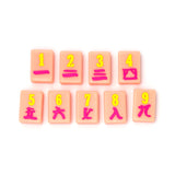 Pink Texas-themed Mahjong tiles featuring custom craks