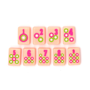 Pink Texas-themed Mahjong tiles featuring custom dots