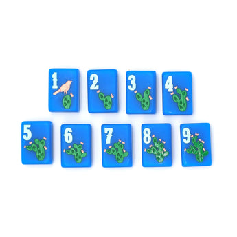 Blue Texas-themed Mahjong tiles featuring bams