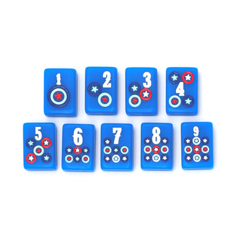 Blue Texas-themed Mahjong tiles featuring dots