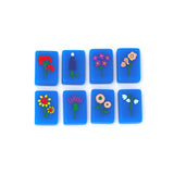Blue Texas-themed Mahjong tiles featuring flowers