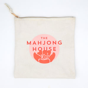 Canvas zippered Mahjong tile bag with The Mahjong House logo