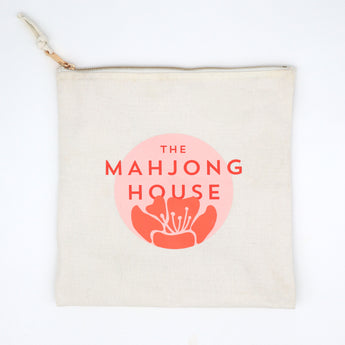 Canvas zippered Mahjong tile bag with The Mahjong House logo