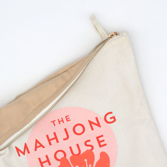 Canvas zippered Mahjong tile bag with The Mahjong House logo