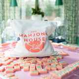 Canvas zippered Mahjong tile bag with The Mahjong House logo