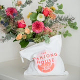 Canvas zippered Mahjong tile bag with The Mahjong House logo