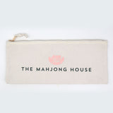 Canvas zippered rectangular Mahjong tile bag with The Mahjong House logo