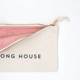 Canvas zippered rectangular Mahjong tile bag with The Mahjong House logo