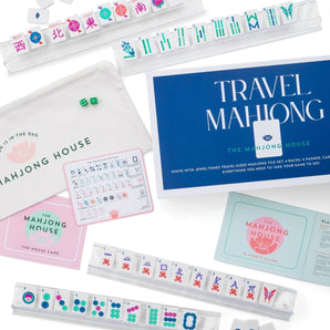 White with Jewel-Tones Travel Mahjong Set