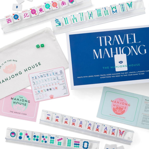 White with Jewel-Tones Travel Mahjong Set – The Mahjong House